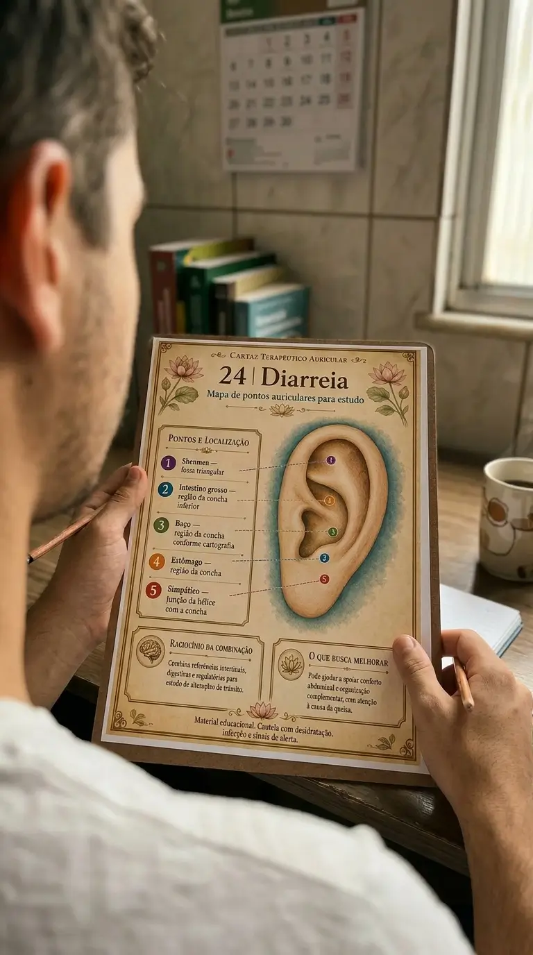 Estudo de cartaz terapêutico auricular sobre diarreia